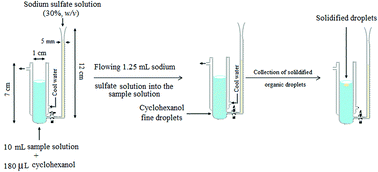 Graphical abstract: Development of solidification of floating organic drops liquid–liquid microextraction in a newly designed extraction device