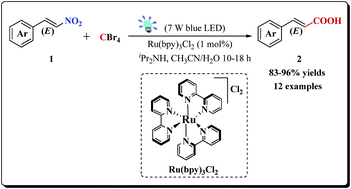 Graphical abstract: Visible-light-enabled denitrative carboxylation of β-nitrostyrenes: a direct photocatalytic approach to cinnamic acids