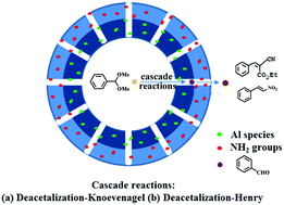Graphical abstract: Double-shelled hollow mesoporous silica nanospheres as an acid–base bifunctional catalyst for cascade reactions