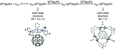Graphical abstract: Complexes of guest–host type between C60 and group 9 metalloporphyrins
