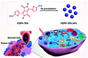 Graphical abstract: Triphenylamine flanked furan-diketopyrrolopyrrole for multi-imaging guided photothermal/photodynamic cancer therapy