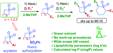 Graphical abstract: A greener and efficient access to substituted four- and six-membered sulfur-bearing heterocycles