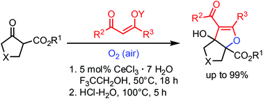 Graphical abstract: Cerium-catalyzed, oxidative synthesis of annulated, tetrasubstituted dihydrofuran-derivatives