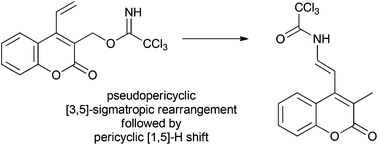 Graphical abstract: A pseudopericyclic [3,5]-sigmatropic rearrangement of a coumarin trichloroacetimidate derivative
