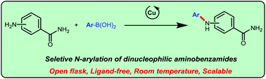 Graphical abstract: Chemoselective N-arylation of aminobenzamides via copper catalysed Chan–Evans–Lam reactions