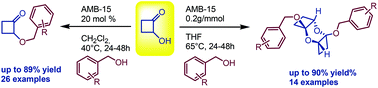 Graphical abstract: Acid-catalyzed reaction of 2-hydroxycyclobutanone with benzylic alcohols