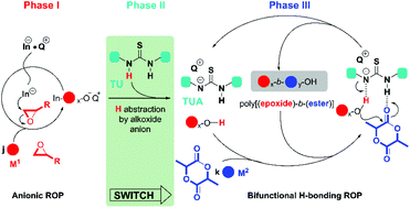 Graphical abstract: A switch from anionic to bifunctional H-bonding catalyzed ring-opening polymerizations towards polyether–polyester diblock copolymers