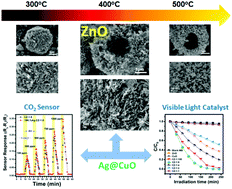 Graphical abstract: Modulating interleaved ZnO assembly with CuO nanoleaves for multifunctional performance: perdurable CO2 gas sensor and visible light catalyst