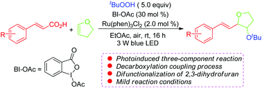 Graphical abstract: Photoinduced difunctionalization of 2,3-dihydrofuran for the efficient synthesis of 2,3-disubstituted tetrahydrofurans