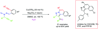 Graphical abstract: Synthesis of pyrazolo[5,1-a]isoquinolines through copper-catalyzed regioselective bicyclization of N-propargylic sulfonylhydrazones