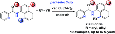 Graphical abstract: Copper-catalyzed peri-selective direct sulfenylation of 1-naphthylamines with disulfides