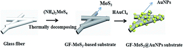 Graphical abstract: Dense AuNP/MoS2 hybrid fabrication on fiber membranes for molecule separation and SERS detection