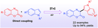 Graphical abstract: Copper-catalyzed direct coupling of benzoxazin-2-ones with indoles for the synthesis of diverse 3-indolylbenzoxazin-2-ones: access to natural cephalandole A
