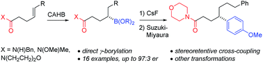 Graphical abstract: Enantioselective γ-borylation of unsaturated amides and stereoretentive Suzuki–Miyaura cross-coupling