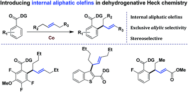 Graphical abstract: Introducing unactivated acyclic internal aliphatic olefins into a cobalt catalyzed allylic selective dehydrogenative Heck reaction
