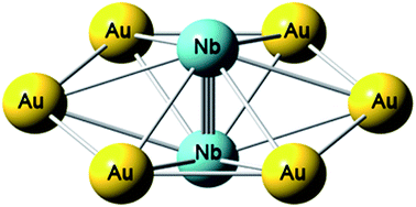 Graphical abstract: Nb2©Au6: a molecular wheel with a short Nb [[triple bond, length as m-dash]] Nb triple bond coordinated by an Au6 ring and reinforced by σ aromaticity