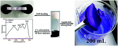 Graphical abstract: An efficient supramolecular adsorbent for co-adsorption of dyes and metal ions from wastewater and its application in self-healing materials