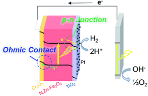 Graphical abstract: Stoichiometric water splitting using a p-type Fe2O3 based photocathode with the aid of a multi-heterojunction
