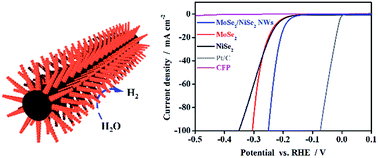 Graphical abstract: Hydrothermal synthesis of 3D hierarchical MoSe2/NiSe2 composite nanowires on carbon fiber paper and their enhanced electrocatalytic activity for the hydrogen evolution reaction