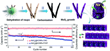 Graphical abstract: Few-layer MoS2 anchored at nitrogen-doped carbon ribbons for sodium-ion battery anodes with high rate performance
