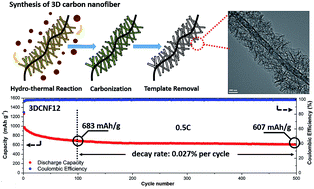 Graphical abstract: One-step synthesis of carbon nanosheet-decorated carbon nanofibers as a 3D interconnected porous carbon scaffold for lithium–sulfur batteries