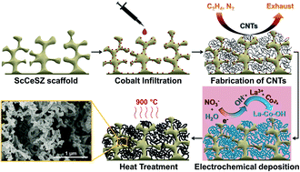 Graphical abstract: High-performance nanofibrous LaCoO3 perovskite cathode for solid oxide fuel cells fabricated via chemically assisted electrodeposition