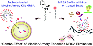 Graphical abstract: Micellar chemotherapeutic platform based on a bifunctional salicaldehyde amphiphile delivers a “combo-effect” for heightened killing of MRSA