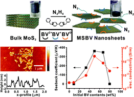 Graphical abstract: Benzyl viologen-assisted simultaneous exfoliation and n-doping of MoS2 nanosheets via a solution process