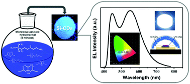 Graphical abstract: Microwave-assisted hydrothermal synthesis of solid-state carbon dots with intensive emission for white light-emitting devices