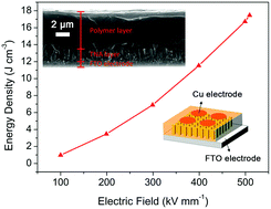 Graphical abstract: A surface-modified TiO2 nanorod array/P(VDF–HFP) dielectric capacitor with ultra high energy density and efficiency