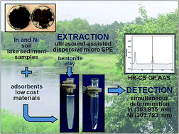 Graphical abstract: Low cost adsorbents in ultrasound-assisted dispersive micro solid-phase extraction for simultaneous determination of indium and nickel by high-resolution continuum source graphite furnace atomic absorption spectrometry in soils and sediments
