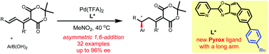 Graphical abstract: Pd(ii)-Catalyzed asymmetric 1,6-conjugate addition of arylboronic acids to Meldrum's acid-derived dienes