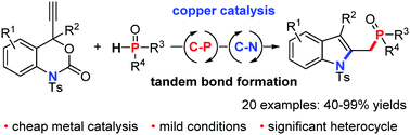 Graphical abstract: Copper-catalyzed decarboxylative cyclization via tandem C–P and C–N bond formation: access to 2-phosphorylmethyl indoles