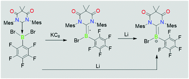 Graphical abstract: Selective one- and two-electron reductions of a haloborane enabled by a π-withdrawing carbene ligand