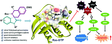 Graphical abstract: Asymmetric synthesis of tetrahydroisoquinoline-fused spirooxindoles as Ras-GTP inhibitors that inhibit colon adenocarcinoma cell proliferation and invasion