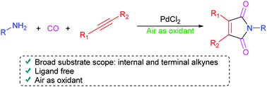 Graphical abstract: Palladium-catalyzed aerobic oxidative carbonylation of alkynes with amines: a general access to substituted maleimides
