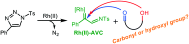 Graphical abstract: Understanding the chemoselectivities between carbonyl and hydroxyl groups in the Rh(ii)–azavinyl carbene involved reactions