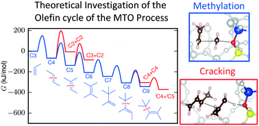 Graphical abstract: Olefin methylation and cracking reactions in H-SSZ-13 investigated with ab initio and DFT calculations
