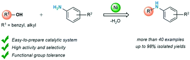 Graphical abstract: Efficient nickel-catalysed N-alkylation of amines with alcohols