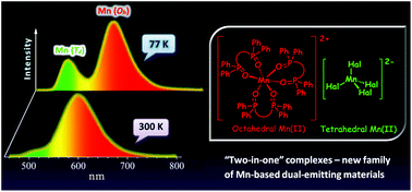 Graphical abstract: “Two-in-one” organic–inorganic hybrid MnII complexes exhibiting dual-emissive phosphorescence
