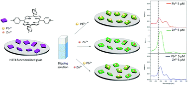 Graphical abstract: Easy sensing of lead and zinc in water using smart glass based on cationic porphyrin layers