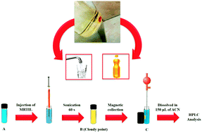 Graphical abstract: Dispersive liquid–liquid microextraction using magnetic room temperature ionic liquid for extraction of ultra-trace amounts of parabens
