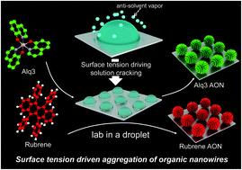 Graphical abstract: Surface tension driven aggregation of organic nanowires via lab in a droplet