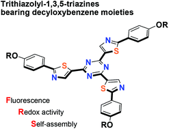 Graphical abstract: Trithiazolyl-1,3,5-triazines bearing decyloxybenzene moieties: synthesis, photophysical and electrochemical properties, and self-assembly behavior