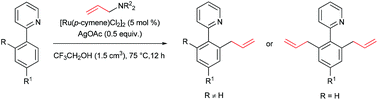 Graphical abstract: Ruthenium-catalyzed C–H allylation of arenes with allylic amines