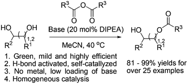 Graphical abstract: Diisopropylethylamine-triggered, highly efficient, self-catalyzed regioselective acylation of carbohydrates and diols
