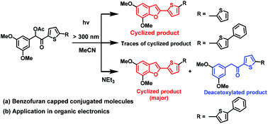 Graphical abstract: Modulated photochemical reactivities of O-acetylated (3′,5′-dimethoxyphenyl)heteroaryl acyloin derivatives under direct irradiation and photo-induced electron transfer conditions