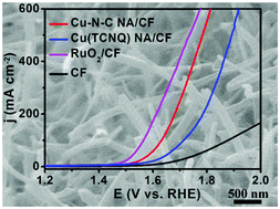 Graphical abstract: Efficient oxygen evolution electrocatalyzed by a Cu nanoparticle-embedded N-doped carbon nanowire array