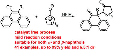 Graphical abstract: Dearomatization of naphthols using oxy-allyl cations: efficient construction of α-all-carbon quaternary center-containing 2-(2-oxocycloalkyl)cycloalkyl diketones