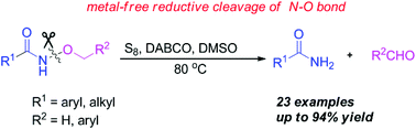 Graphical abstract: Reductive cleavage of the N–O bond: elemental sulfur-mediated conversion of N-alkoxyamides to amides